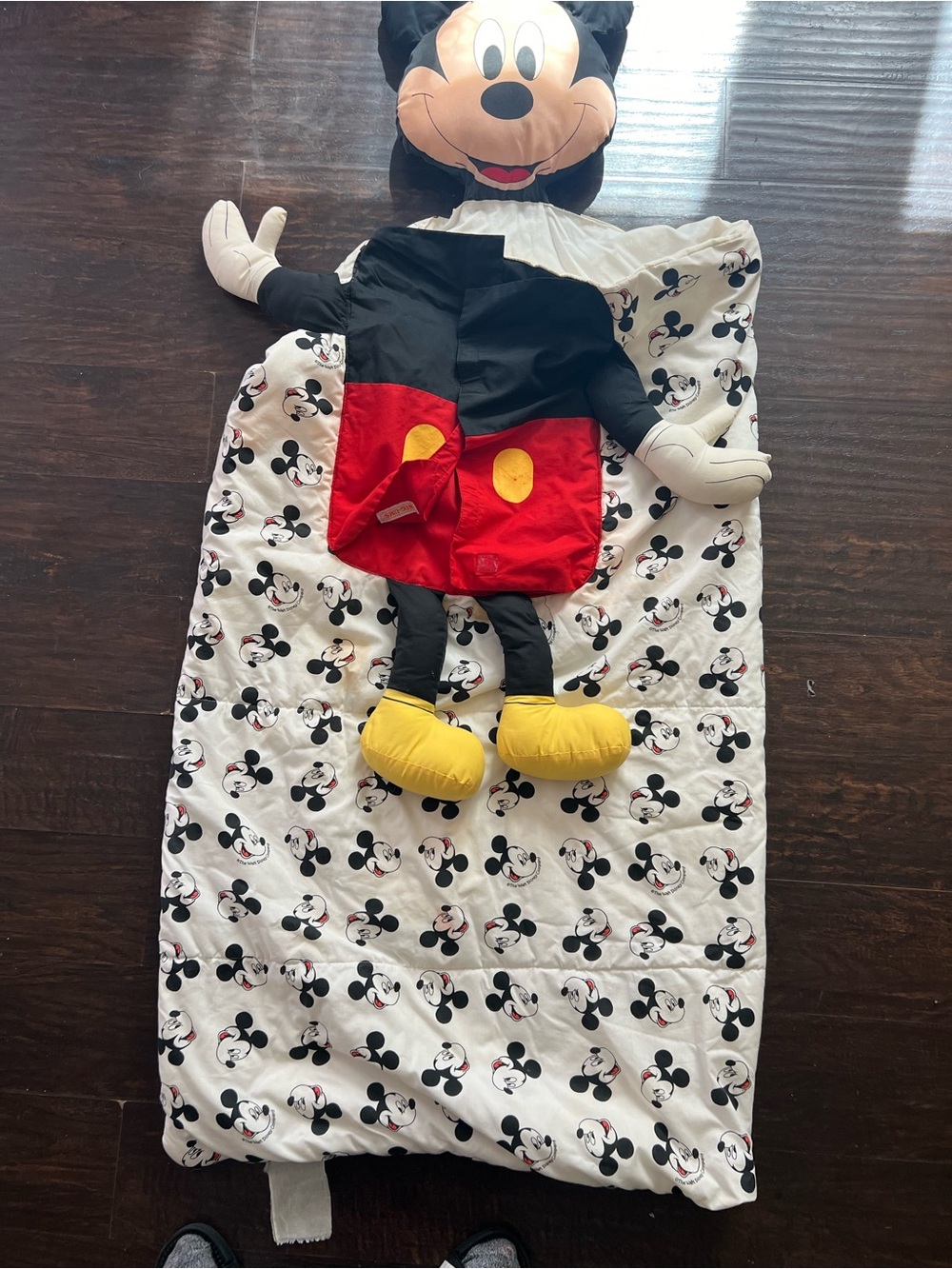 Disney Mickey Mouse Kids Character Sleeping Bag - Black/Red/Yellow/White RARE